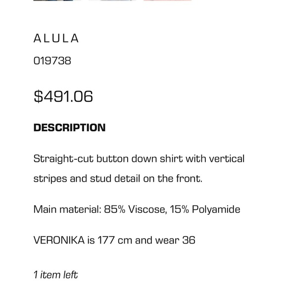 Cop.Copine - Alula Chemise Striped Button-up Vicose Blend Shirt size 40 - Picture 4 of 16